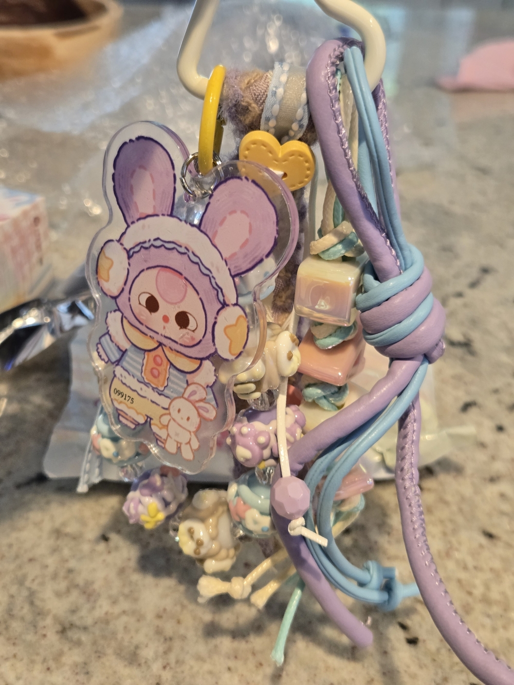 Baby Three Pastel Bunny Keychain  Charm